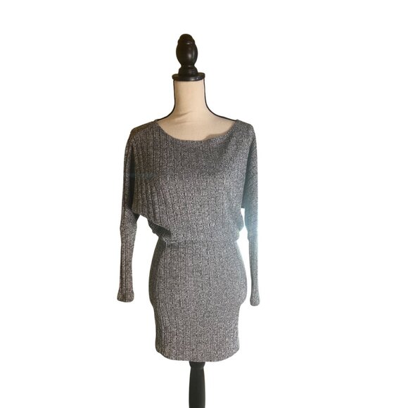 Rebel Chic Womens Mini Dress Small Ribbed Knit Gray Y2K - Picture 1 of 16